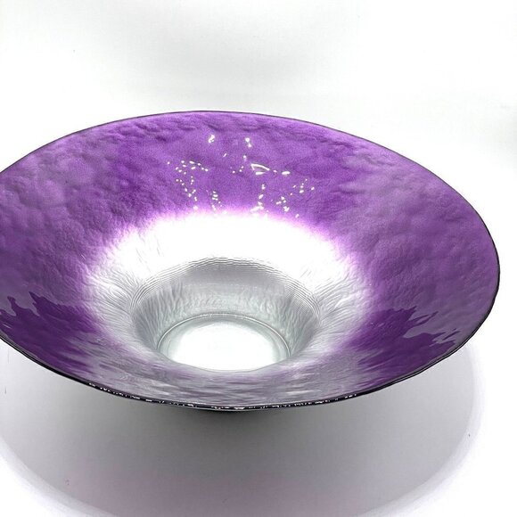 NWT Rare Vintage Portmeirion Dusk Pearlescent 13.5" Flare Aubergine Silver Bowl - Picture 3 of 8